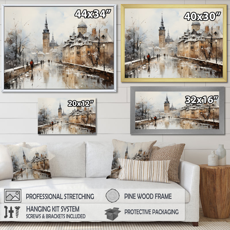 Germany German Timberline I - Cityscapes Canvas Art Print, Black Floater Framed, 16" H x 32" W