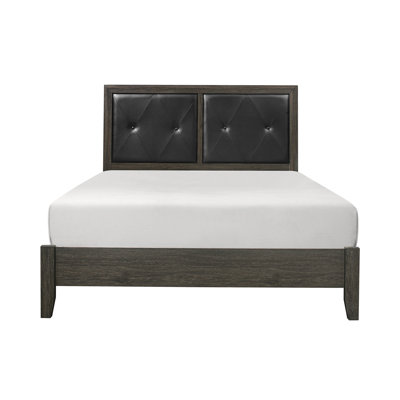 Mobilier de chambre en bois avec tête de lit capitonnée en similicuir