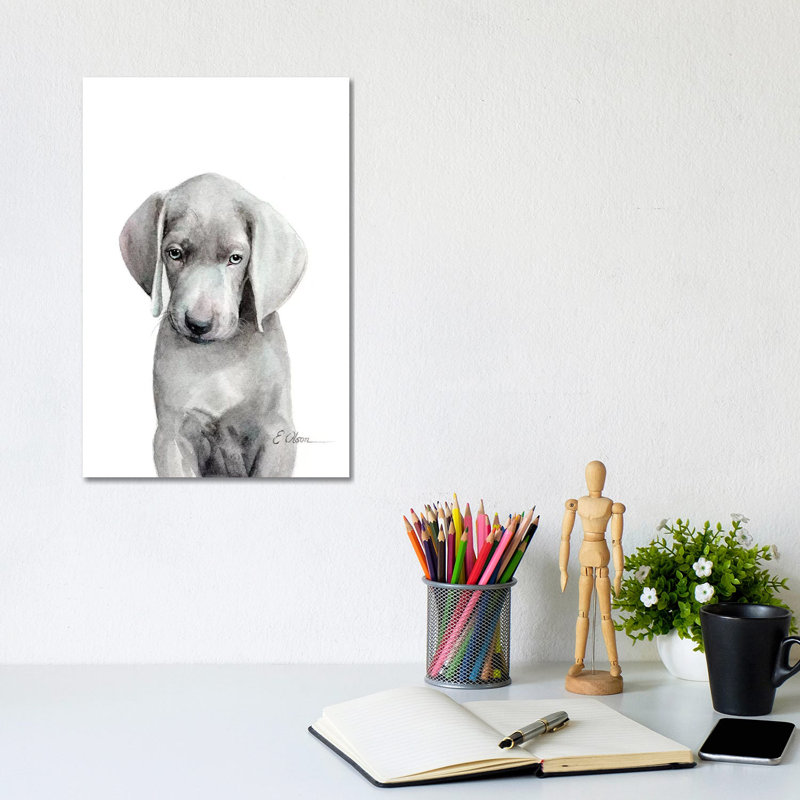 Weimaraner Puppy - Wrapped Canvas Painting, 30.48cm H x 20.32cm W