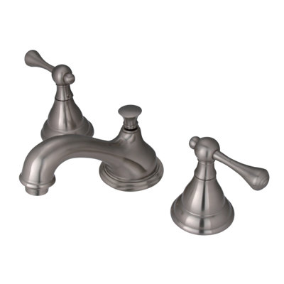 Kingston Brass Two-Handle 3-Hole Deck Mount Widespread Bathroom Faucet with Brass Pop-Up Drain