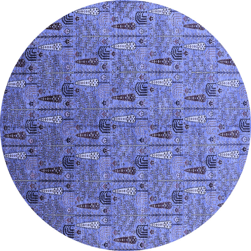 Tapis oriental en laine / polyester tissé à la machine en bleu, Rectangle 4 pi x 6 pi
