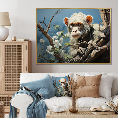 «Gray Brown Monkey Mischievous Monkey Pastoral», reproduction sur toile