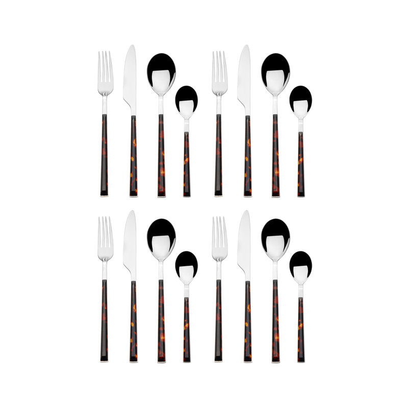 Tortoise 16-Piece Colorful Stainless Steel Flatware Set