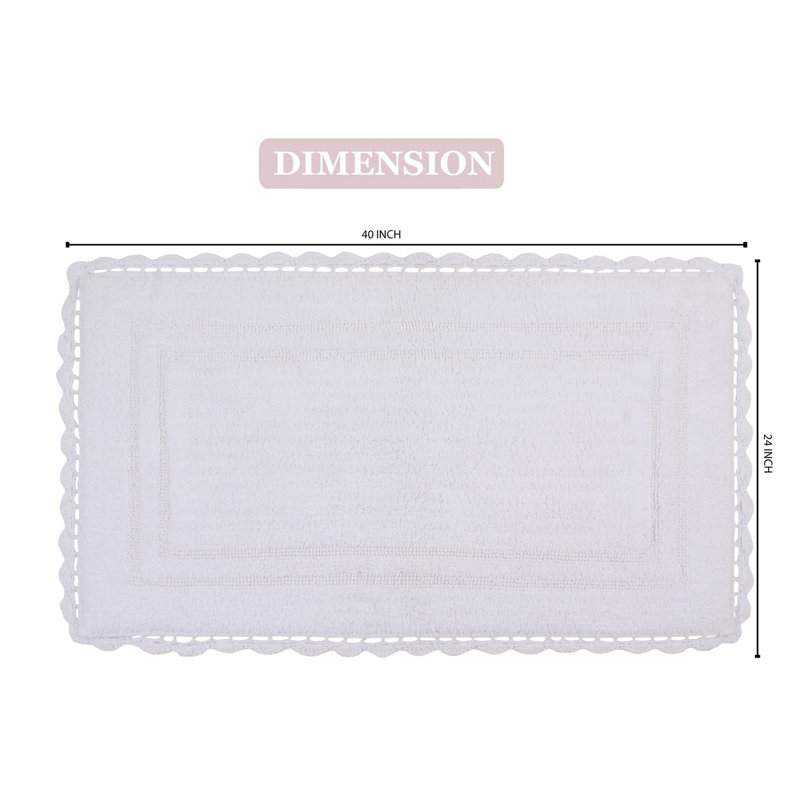 Tapis de bain réversible décontracté 100% coton Casual Elegance Bathmat, Blanc, l 24 po x L 40 po