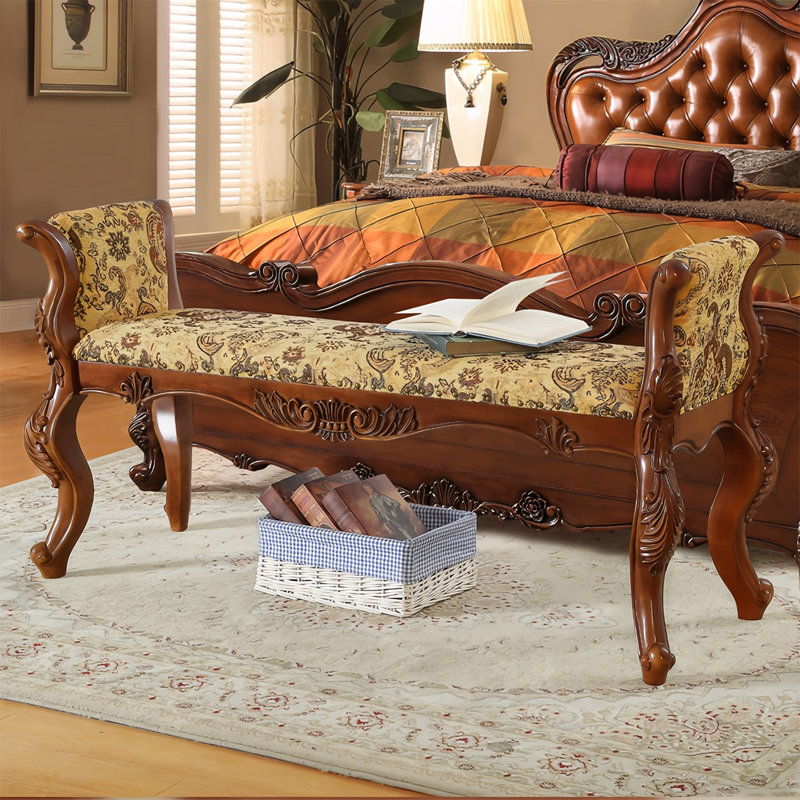 Banc rembourré en chenille, H 27,16 po x l 70,86 po x P 21,65 po