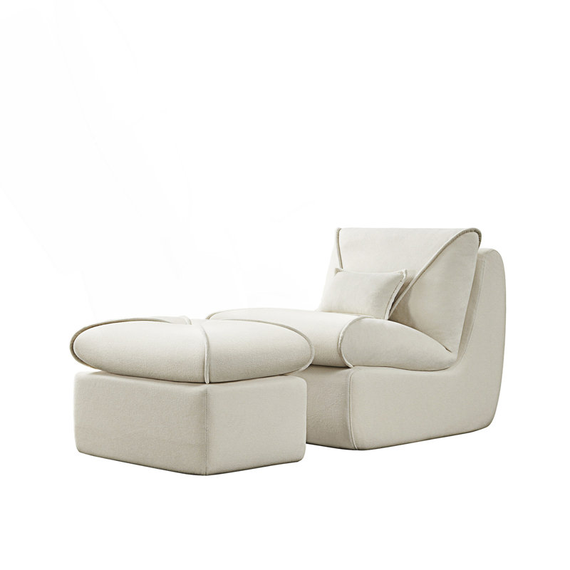 Méridienne compressée avec repose-pieds, petit canapé moderne, Beige