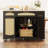 53.1" Kitchen Island on Wheels, Rattan Rolling Kitchen Island Cart with Drop Leaf Breakfast Bar, Tilt Out Trash Can Cabinet-2009417355