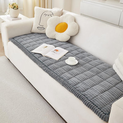 Housse de canapé lavable pour animaux de compagnie pour canapé à 3 coussins - Bleu-gris - Tissu flou, conception antidérapante, protecteur de meubles pour chiens