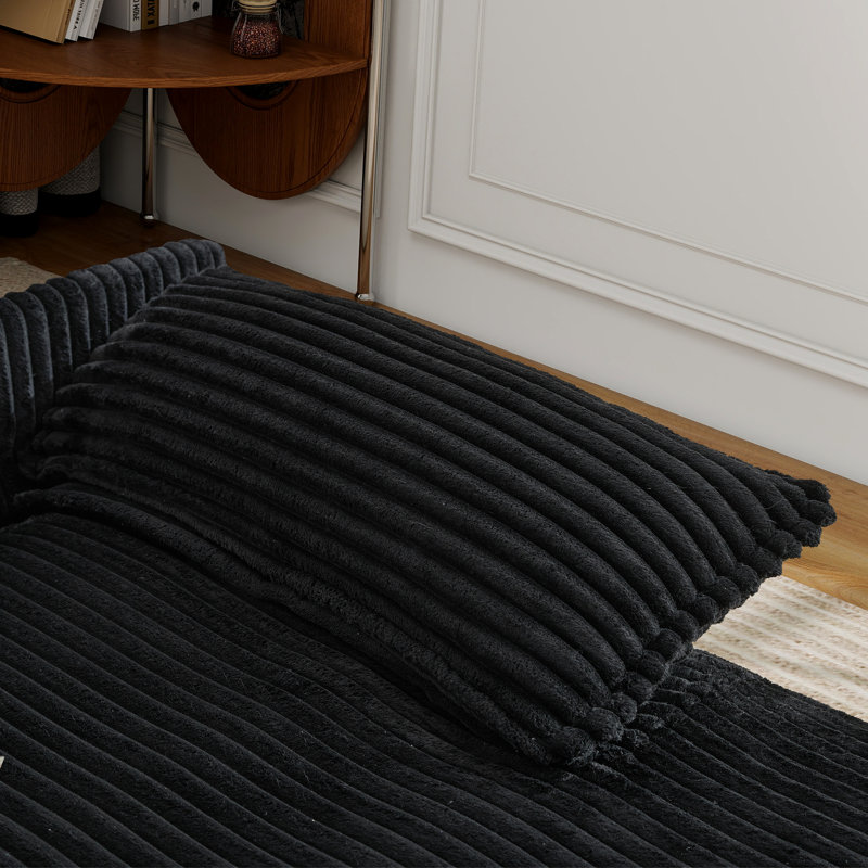 Large méridienne rembourrée, canapé-lit moelleux confortable, Noir