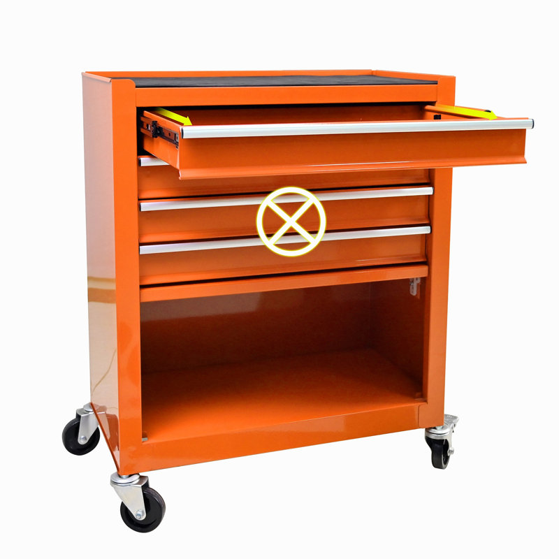 Chariot à outils multifonctionnel avec 4 roulettes, Orange