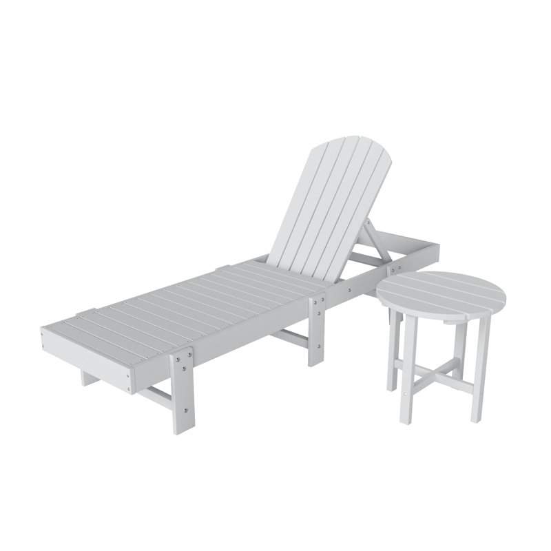 Chaise longue inclinable longue avec table 77,6 po Altura, Blanc