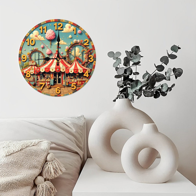 circus clock carnival cotton candy roller coaster