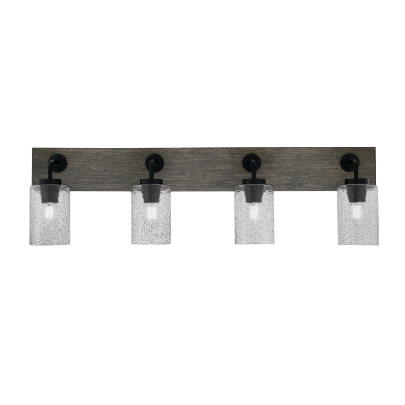 Barre d'éclairage de salle de bain 4 lumières Oxbridge, Fumée, Noir mat / gris vieilli