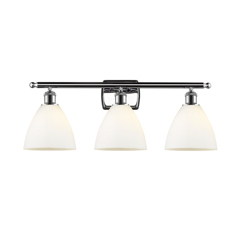 Éclairage pour meuble-lavabo 3 lumières Shauna, Blanc mat, Incandescente, Chrome poli