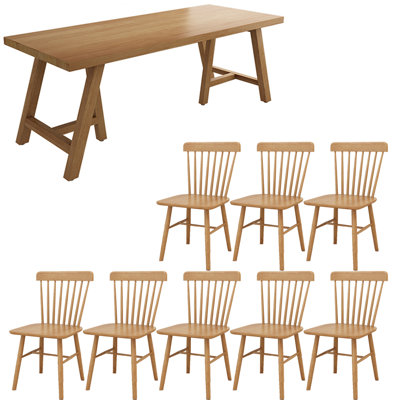 Ensemble de table de salle à manger en bois massif de style nordique