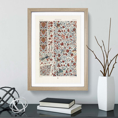 Persian Flowers & Birds Pattern by Albert Racinet - Picture Frame Painting Print