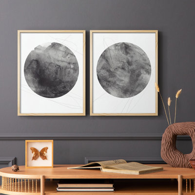 Graphite Moon I-Premium, reproduction encadrée prête à accrocher - aucun clou requis - aucun clou requis