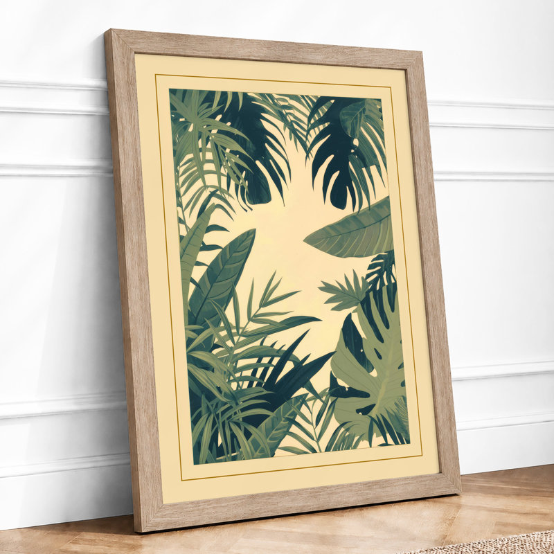 Tropical Foliage Frame Botanical - Print, A1 - 84.1 x 59.4 cm, Oak