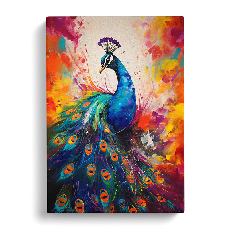 Peacock Gestural No.2 - Wrapped Canvas, 76cm H x 50cm W x 3cm D
