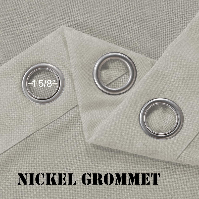 Linen Grommet Curtains for Living Room 2 Panel Drape Semi Sheer Neutral Country Rustic Farmhouse Boho Curtain Bedroom Muslin Look Light Filtering