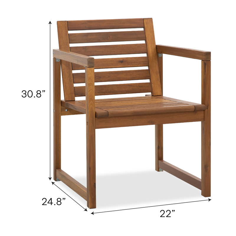 Solid Wood Patio Armchair (Set of 2), No