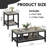 Modern Farmhouse Coffee Table Set Of 3, Rectangular Coffee Table With 2 Square End Side Tables, 2-Tier Living Room Table Set With Metal Frame & Open Shelf For Office, Apartment, Home-1644780623