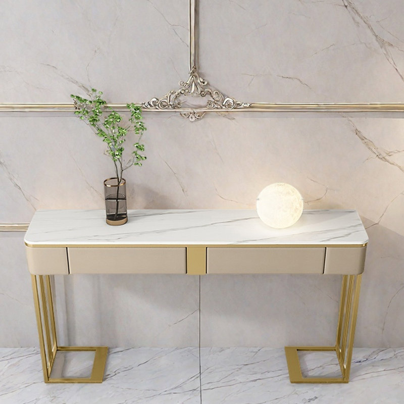 Console Nordic Luxury, H 33,5 po x l 63 po x P 13,8 po, Doré, Blanc