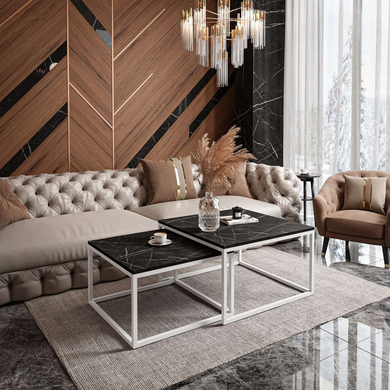 Yoshi 2 -in -1 coffee table in white/ grigia, Black / White