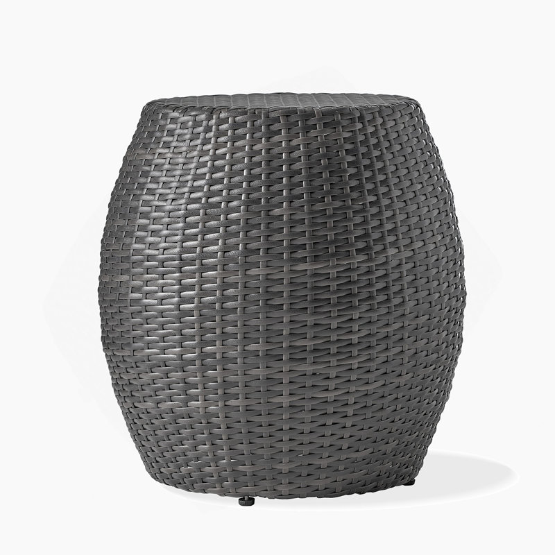 Outdoor Wicker 14.00" Patio Side Table, Gray