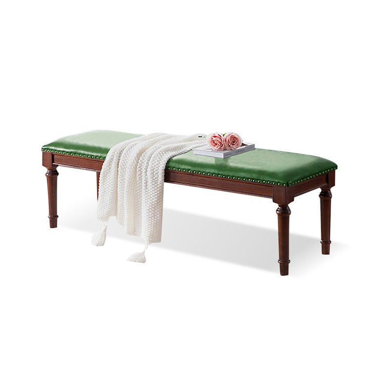 Green Modern Style Bedroom and Entryway Leather Long Bench, 17.72" H x 47.24" W x 15.75" D, Green