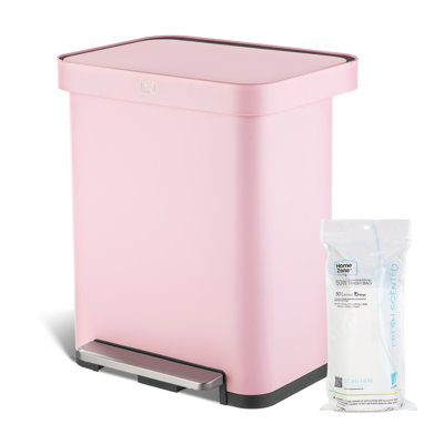 13 Gallon Stainless Steel Kitchen Trash Can with Soft-Close Lid and Collared Rim