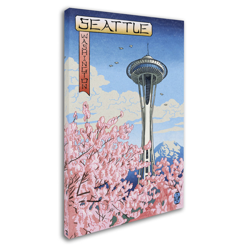 Asian Inspired Pink Tree Canvas Art with Wooden Frame
