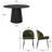 5-Piece Round Dining Table Set For 4 With Upholstered Chairs, 46" Pedestal Kitchen Table Set-1694761089