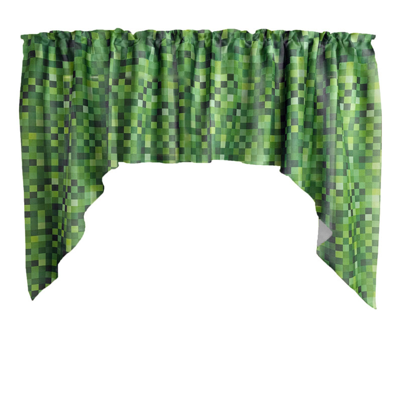 Cantonnière Popeline Pixelated Squares, Vert