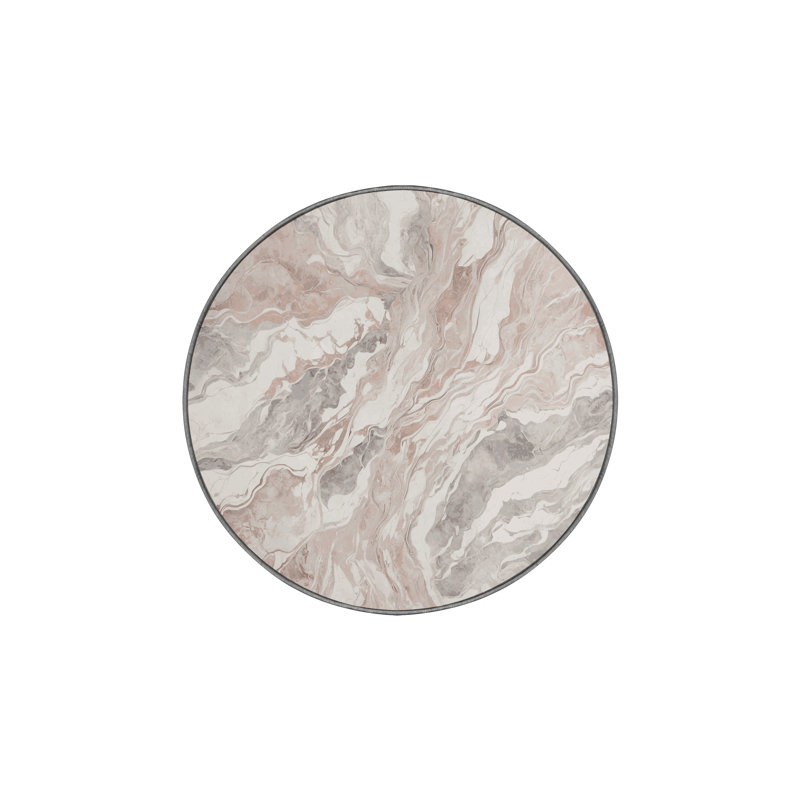 Machine Washable Gray Area Rug, Round 4'