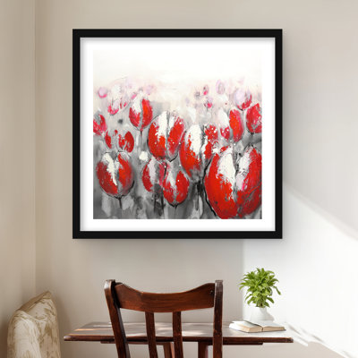 Tulipes rouges abstraites - imprimé floral contemporain