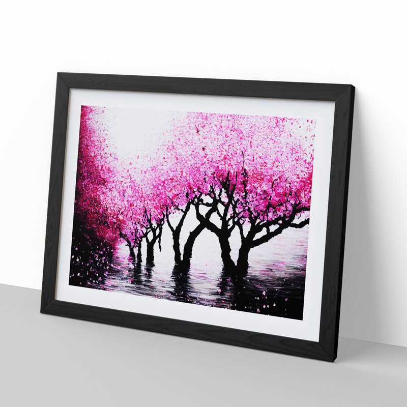 Cherry Blossom Tree - Single Picture Frame Painting, Black, 46cm H x 64cm W x 2cm D
