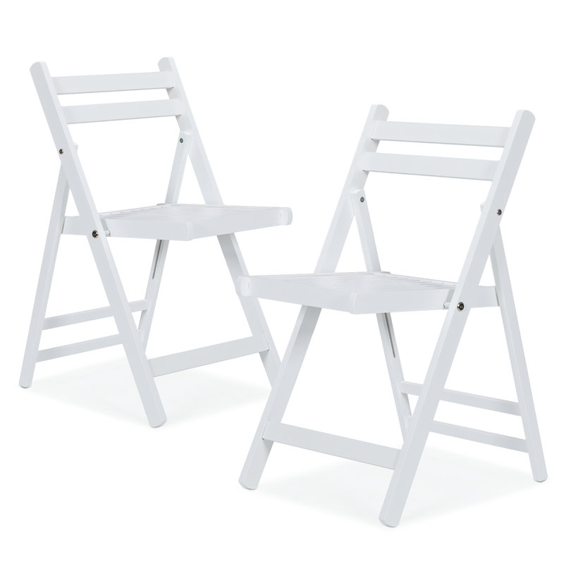 Chaises de bistro pliantes Rayetta avec dossier en bois pour l'intérieur et l'extérieur, Blanc