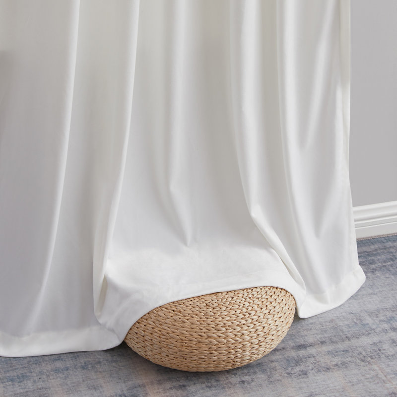 Pleze Velvet Semi Sheer Curtain Pair, White, 54" W x 96" L