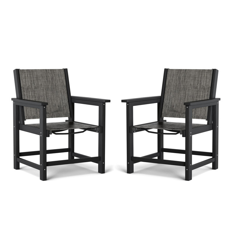 Ensemble de 2 chaises de salle à manger d'extérieur en PEHD - résistant aux intempéries, texture bois, utilisation toutes saisons