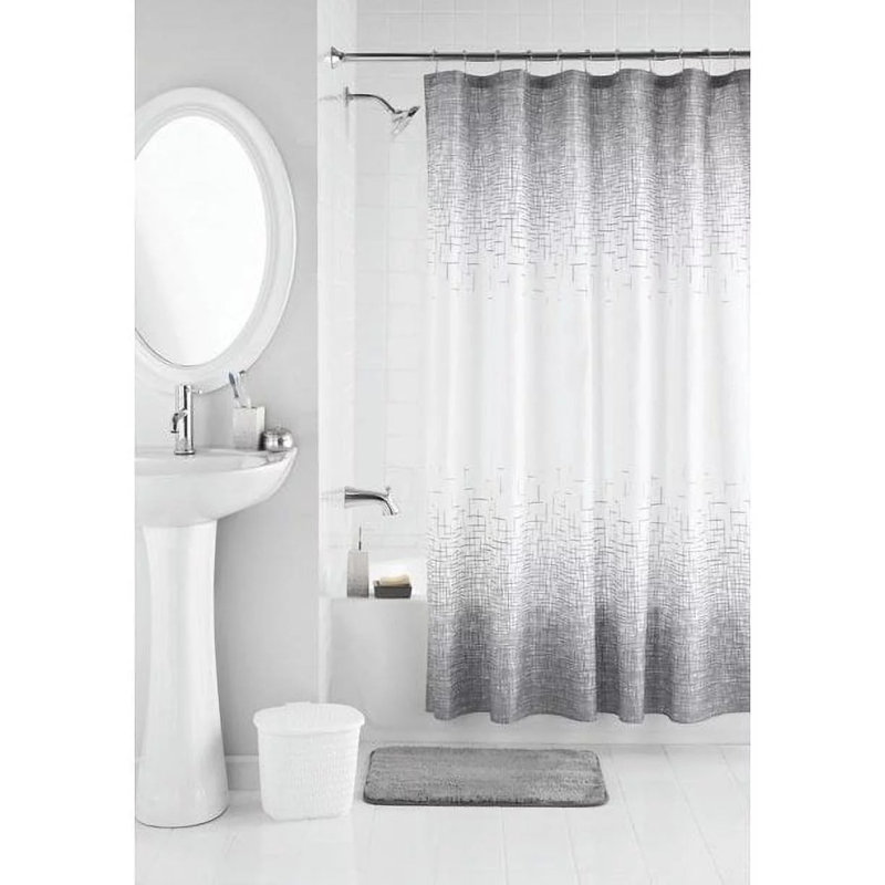 Rideau de douche à motif géométrique Mahkenna avec crochets inclus