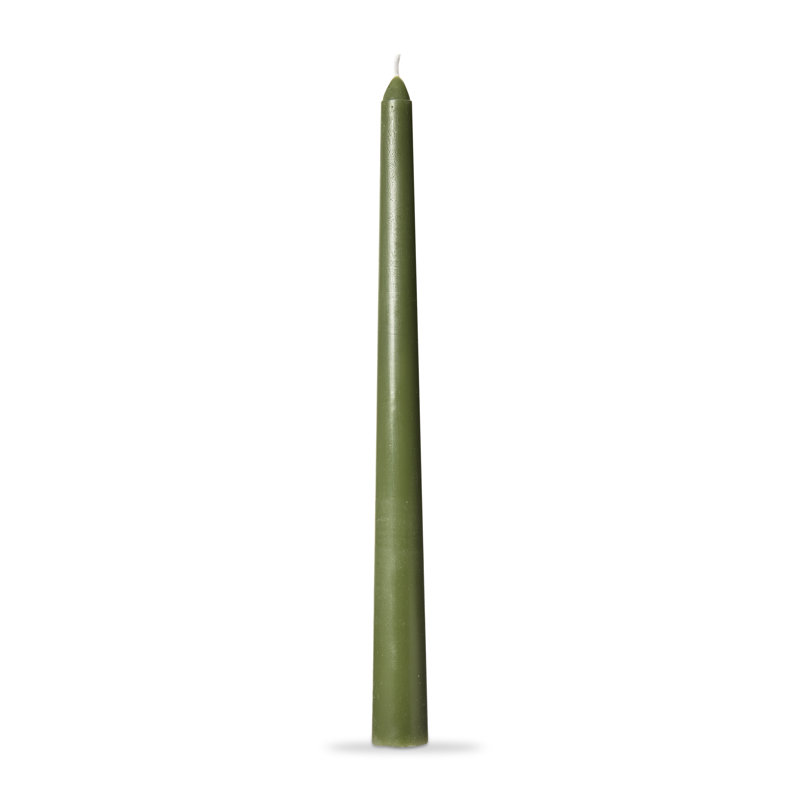 Olive Green 12" Unscented Paraffin Wax Taper Candles, Set of 4