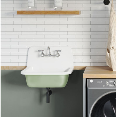 Lavabo mural rectangulaire en fonte 22 po en sauge brillant