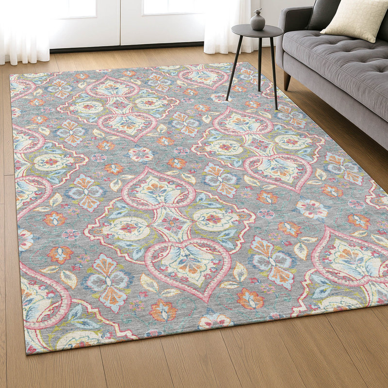 Premium Machine Washable Mayfield AMF2207 bohemian Rug, Gray, 2'6" x 3'10"