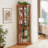 Corner Lighted Curio Cabinet With Adjustable Glass Shelves And Mirrored Back, Ideal For Displaying Antiques, Wine, And More In Living Rooms