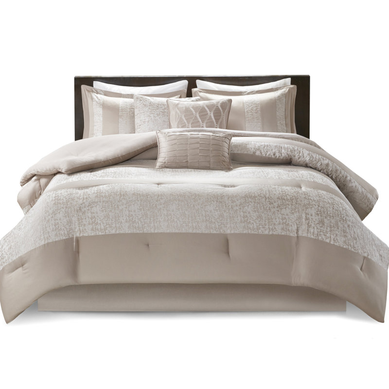 Édredon en chenille 7 pièces Taupe Luxury