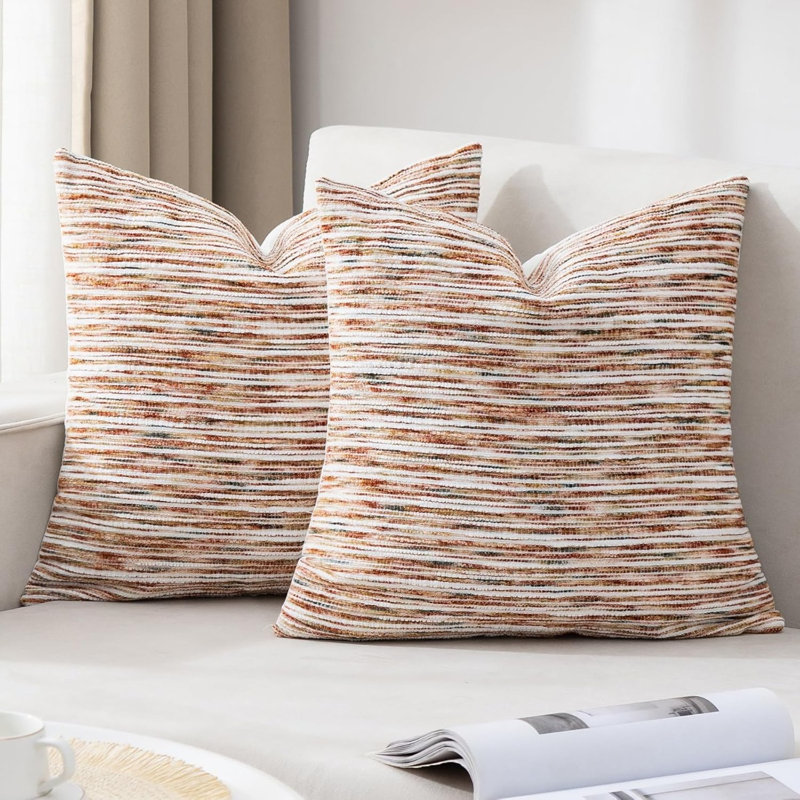 Housses de coussin en chenille 18 x 18 pouces Boho, Brun