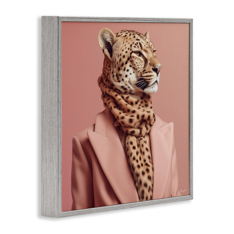 Portrait de guépard à la mode Az-155 par Roozbeh, H 24 po x l 24 po x P 1,5 po, Estampe numérique Farmhouse