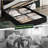 Full/Queen Size Lift-Up Storage Bed Frame, Upholstered with Diamond Tufted Wingback Headboard & Gold Trim, No Box Spring Needed-840723544-840723545