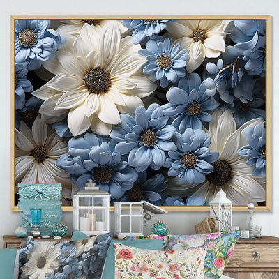 Marguerite blanche et bleue Innocence sur toile